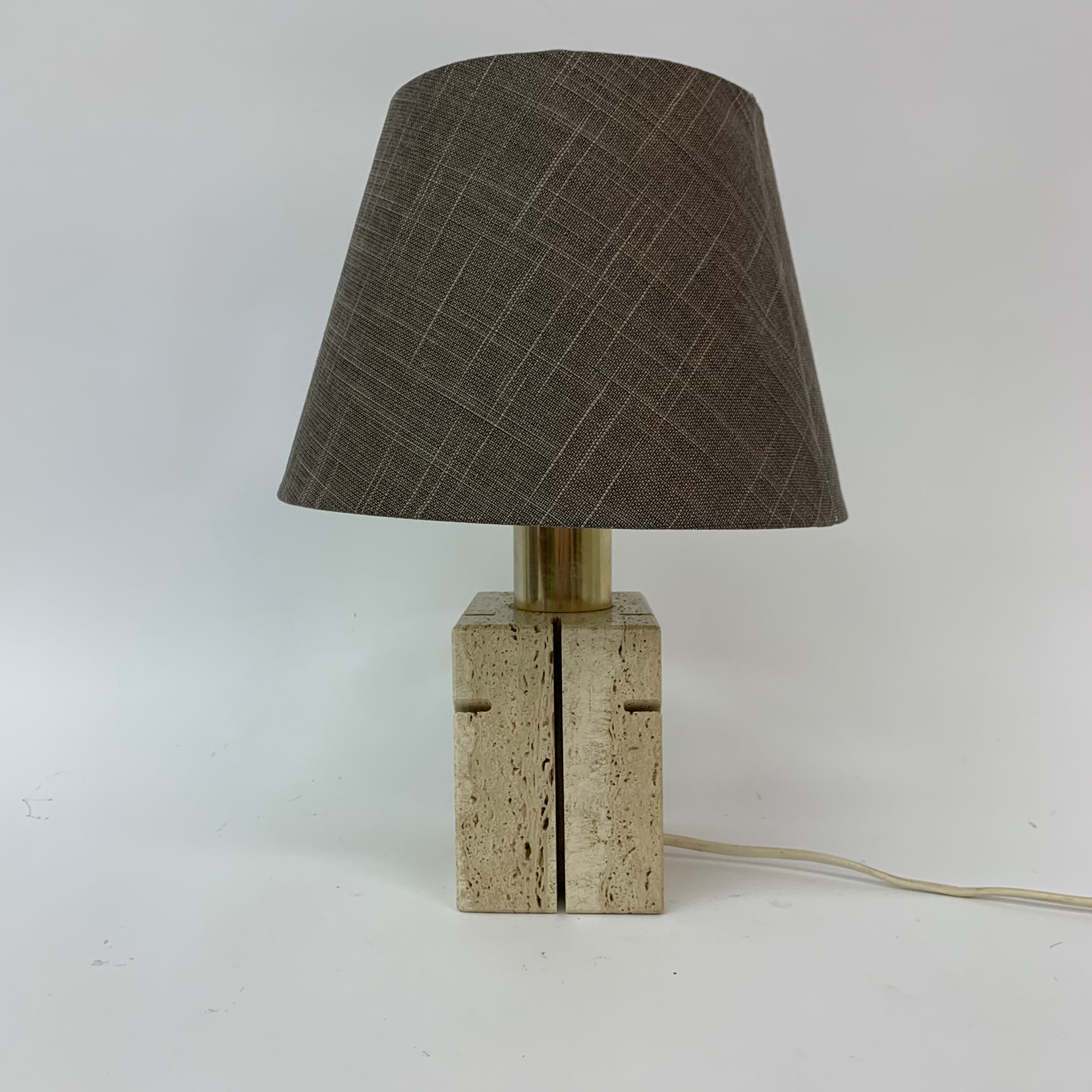 Travertine table lamp with golden details, 1970’s