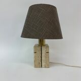 Travertine table lamp with golden details, 1970’s