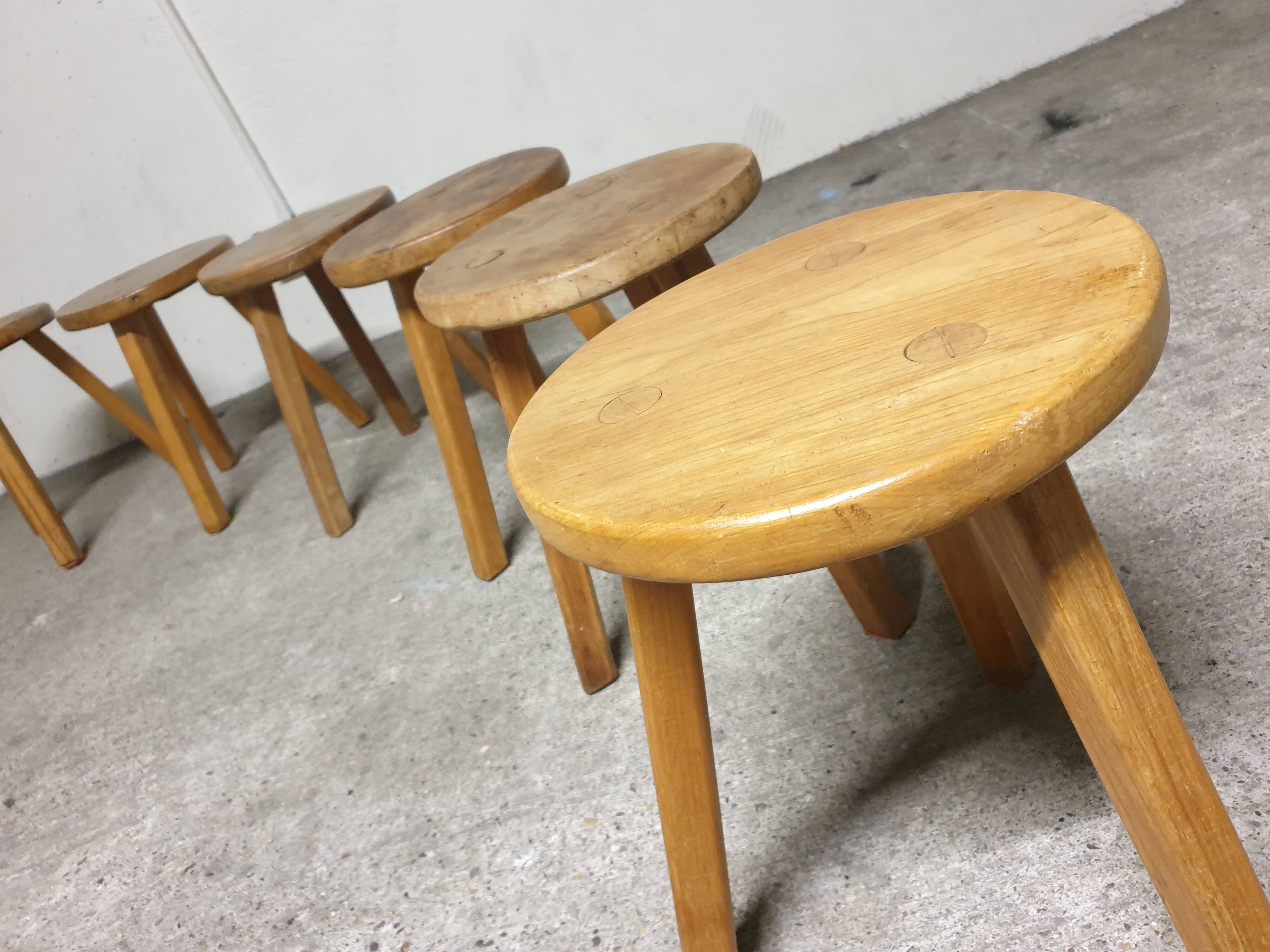 Mid-century wooden tripod stool