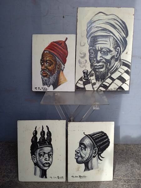Oil paintings on panel set of 4 Orientalist portrait mid 20th century