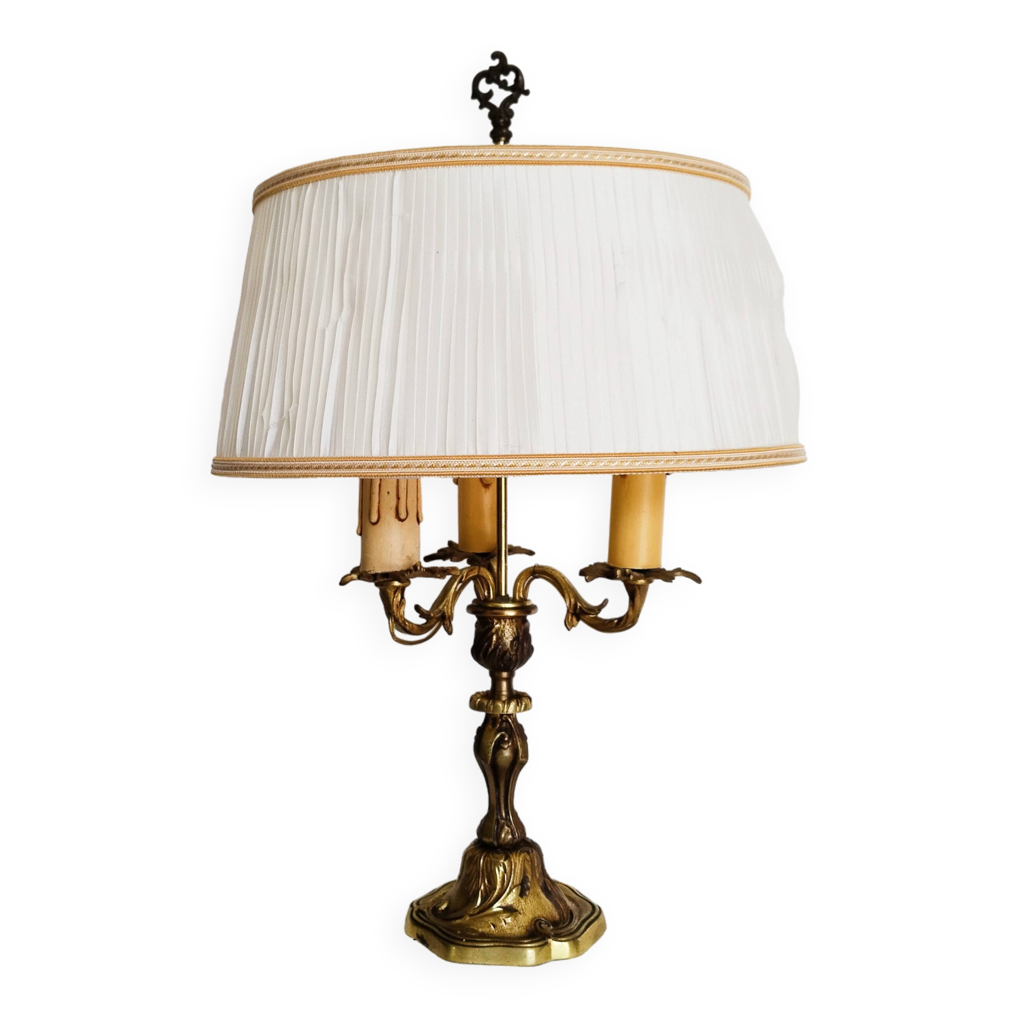 Bouillotte lamp in gilded brass, Empire style, 3 lights