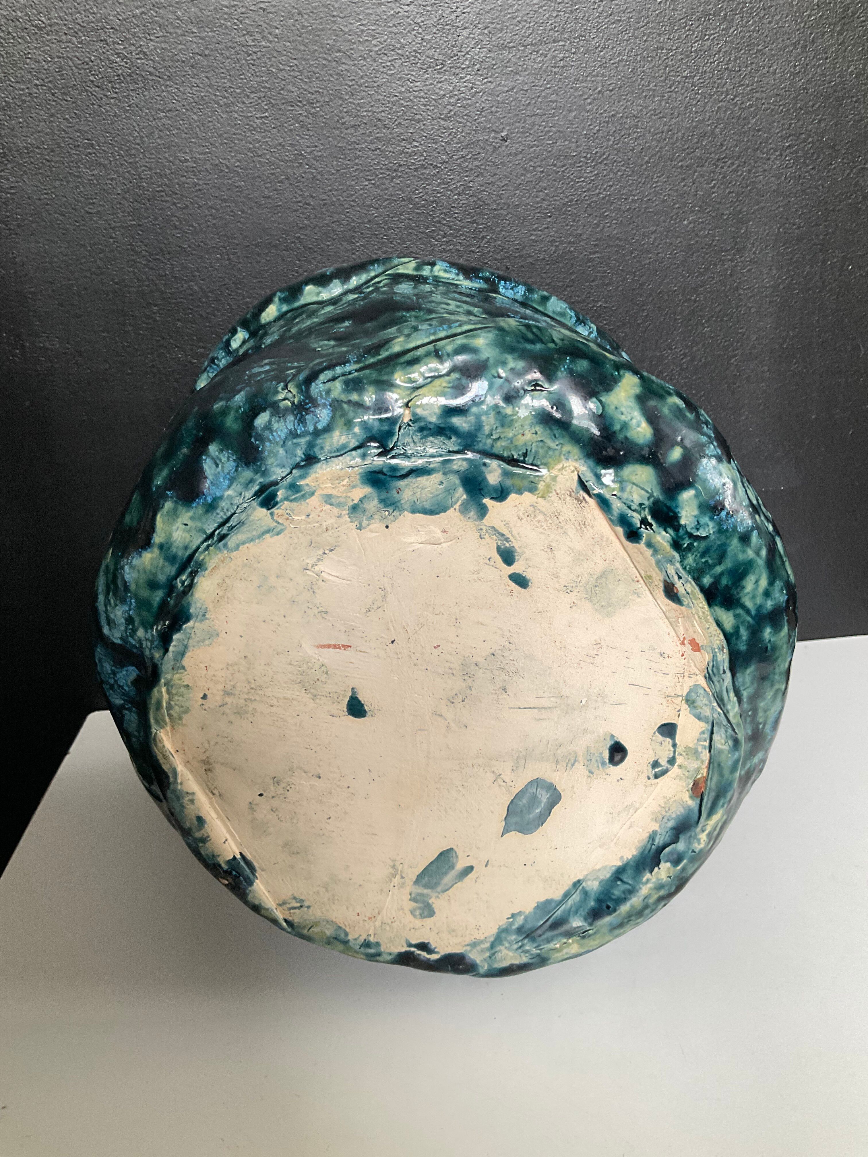 Vintage cache pot in glazed ceramic