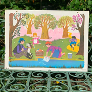 School poster Nathan Daniel and Valérie outdoor family life scene 1965