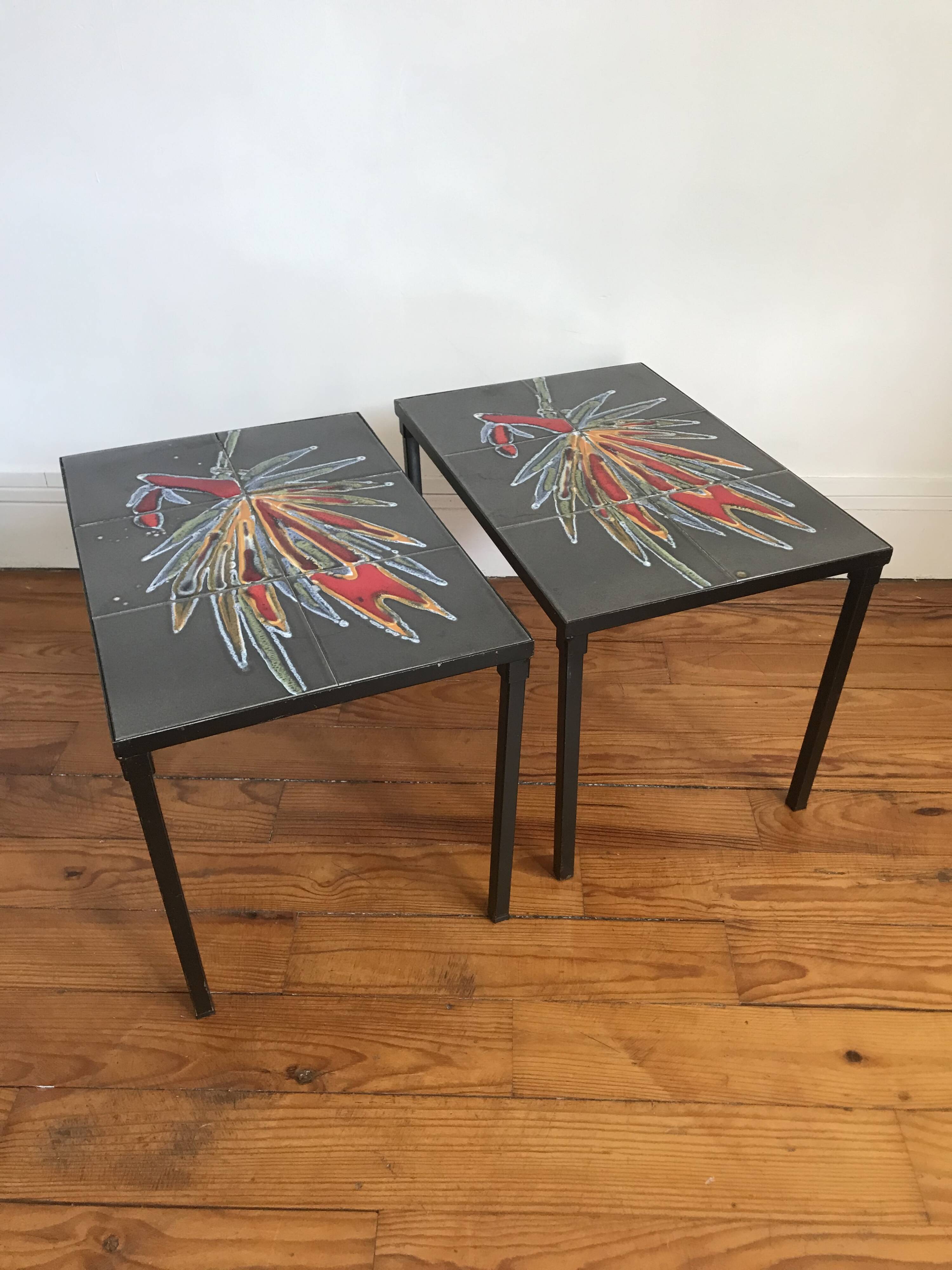 Pair of ADRI Belgium ceramic coffee tables