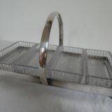 Serviteur aperitif metal argente & 4 ramequins/raviers en verre art deco