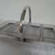 Silver metal aperitif server & 4 art deco glass ramequins/dishes