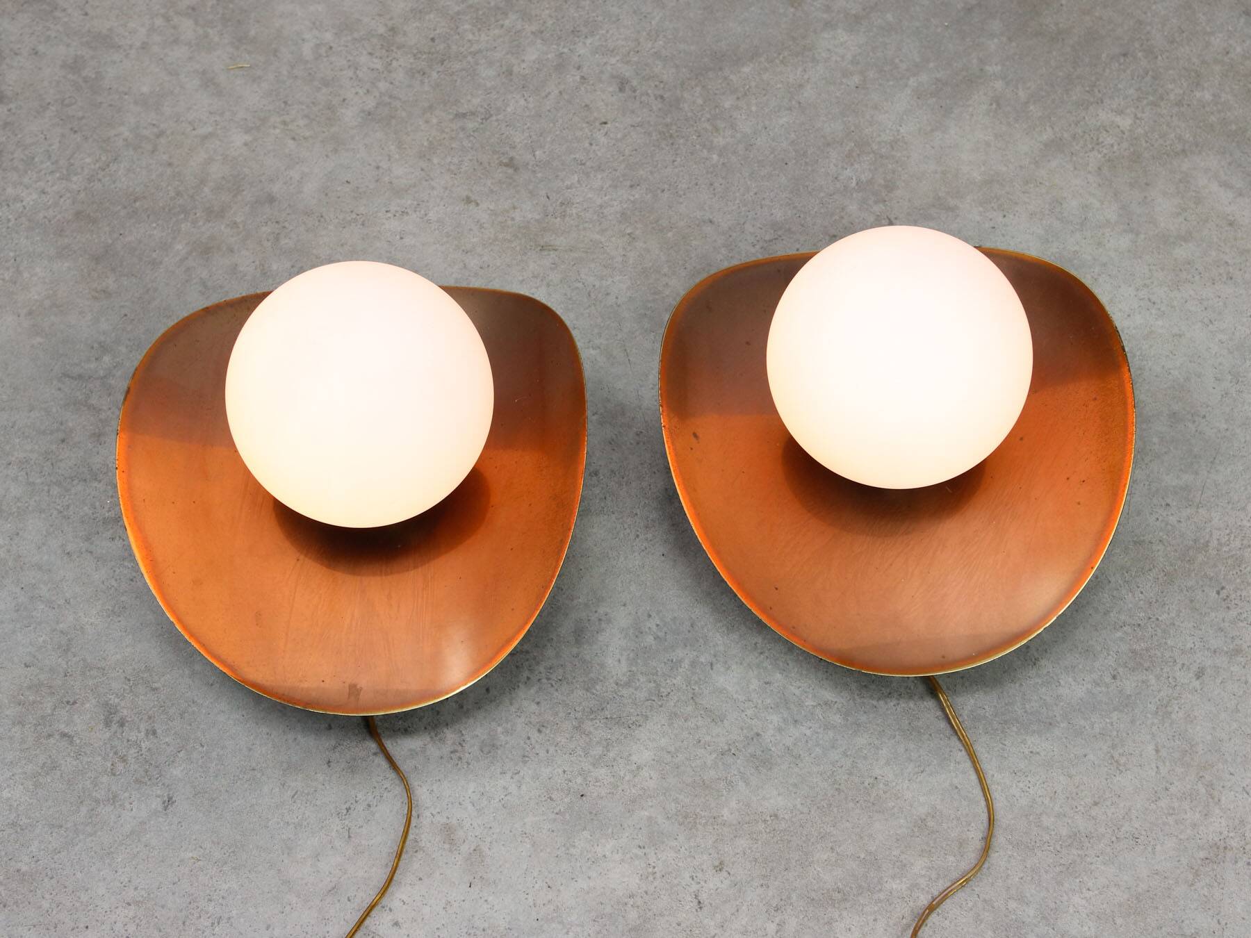 Vintage German Wall Lamps in Copper Plating from Ist Ellux, 1980s, set of 2