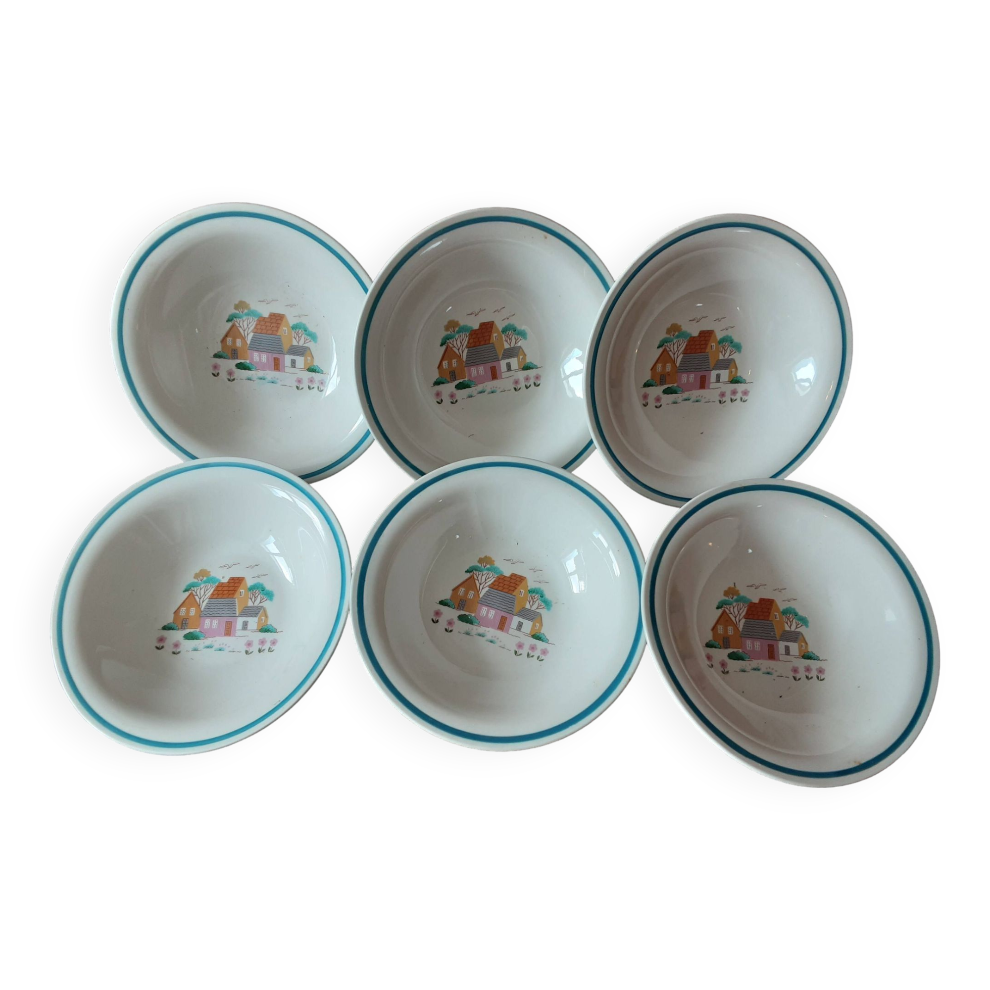 Set of 6 Dairy Farm soup plates
