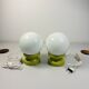 Lot of 2 Oval Table Lamps Wood Space Age Vintage 70s Italy
