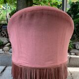 Pink velvet padded toad chair