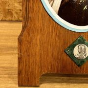 Old bedside oratory, oak, enamelled plaque, holy virgin, lourdes