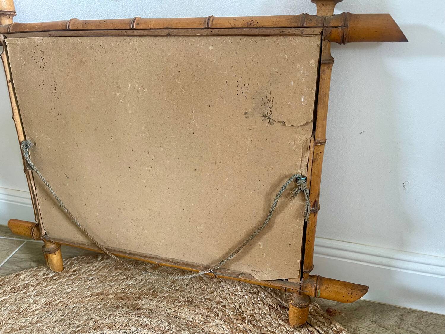 Turned wooden barber mirror