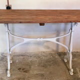 Vintage bistro table base white cast iron