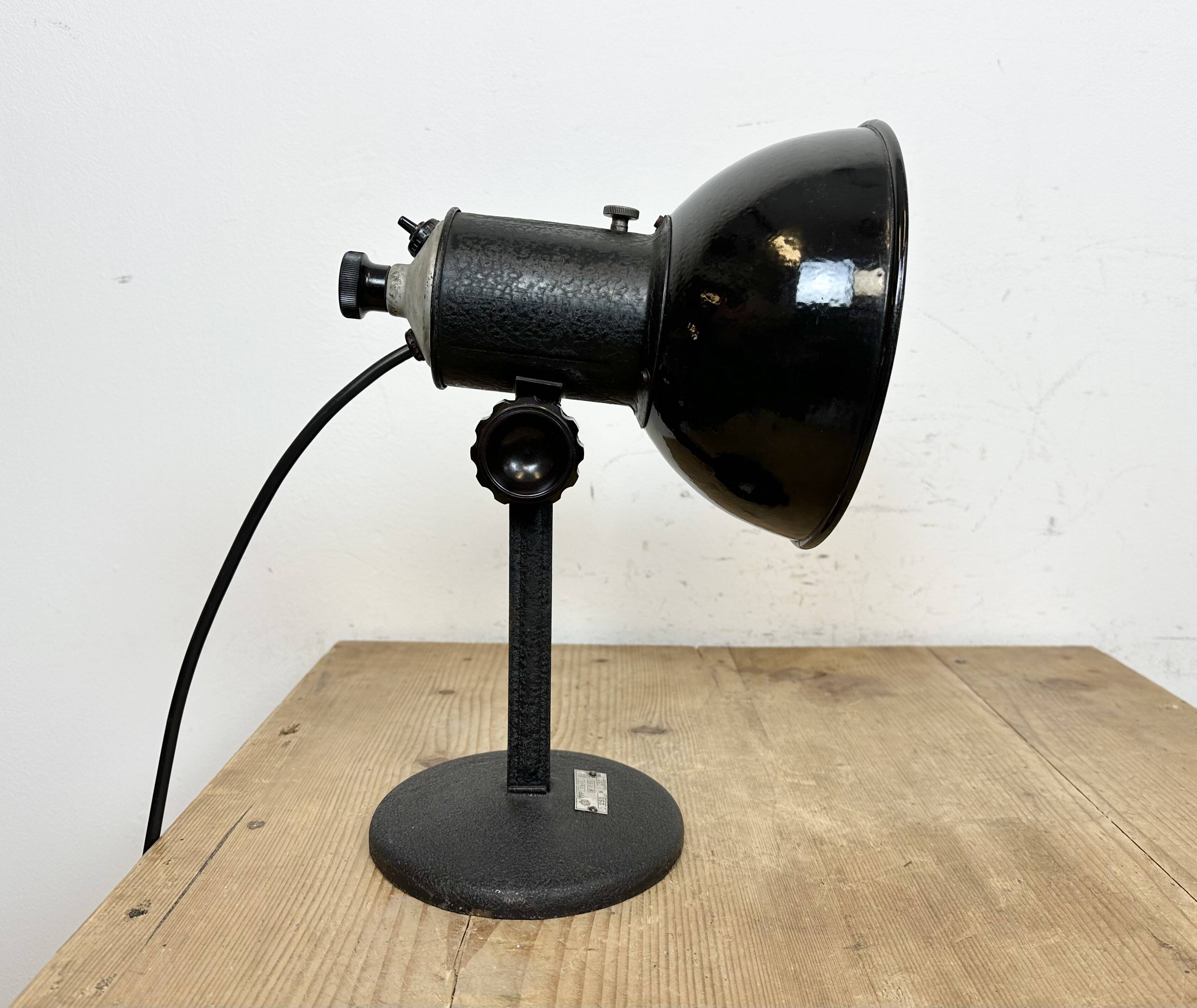 Vintage black enamel table photo lamp, 1950s