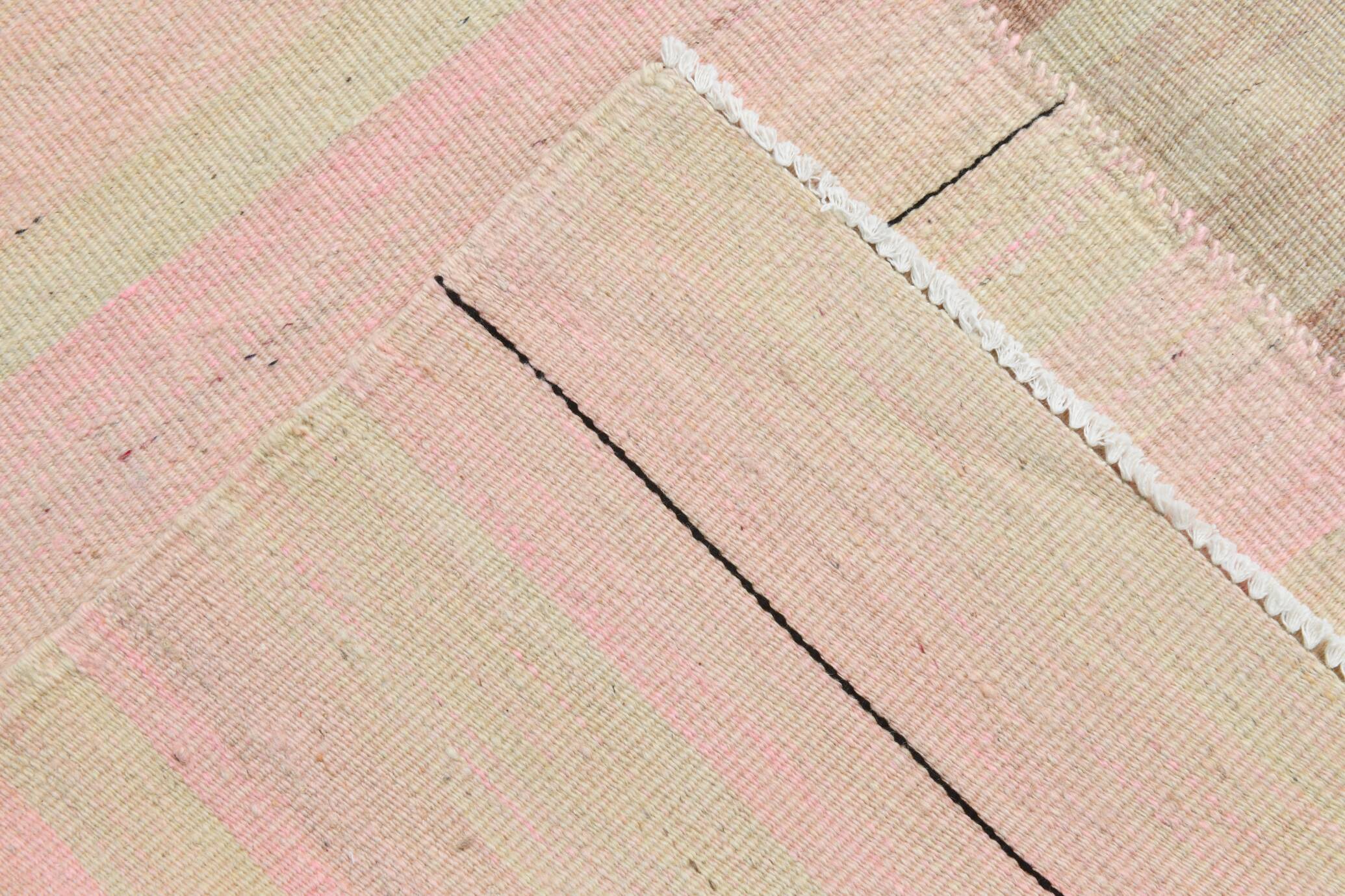 Tapis Kilim vintage noué à la main 7x11, 217x321 cm