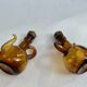 Oil and vinegar server amber glass and olive wood