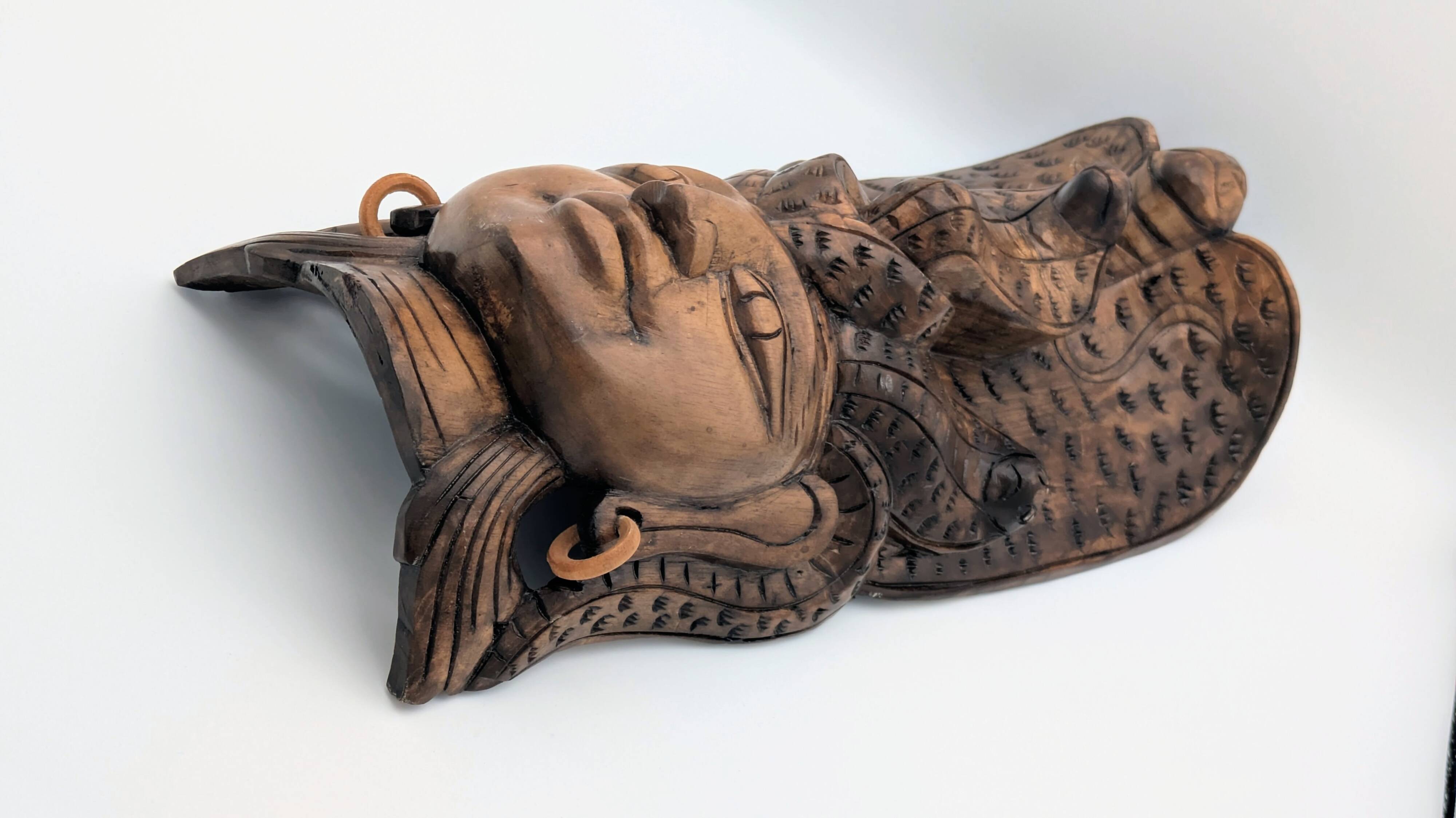 Sculptural Mask Wood - Face & Royal Cobra (Naga) - Tribal Art Indonesia