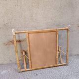 Vintage rattan wicker mirror wall coat rack
