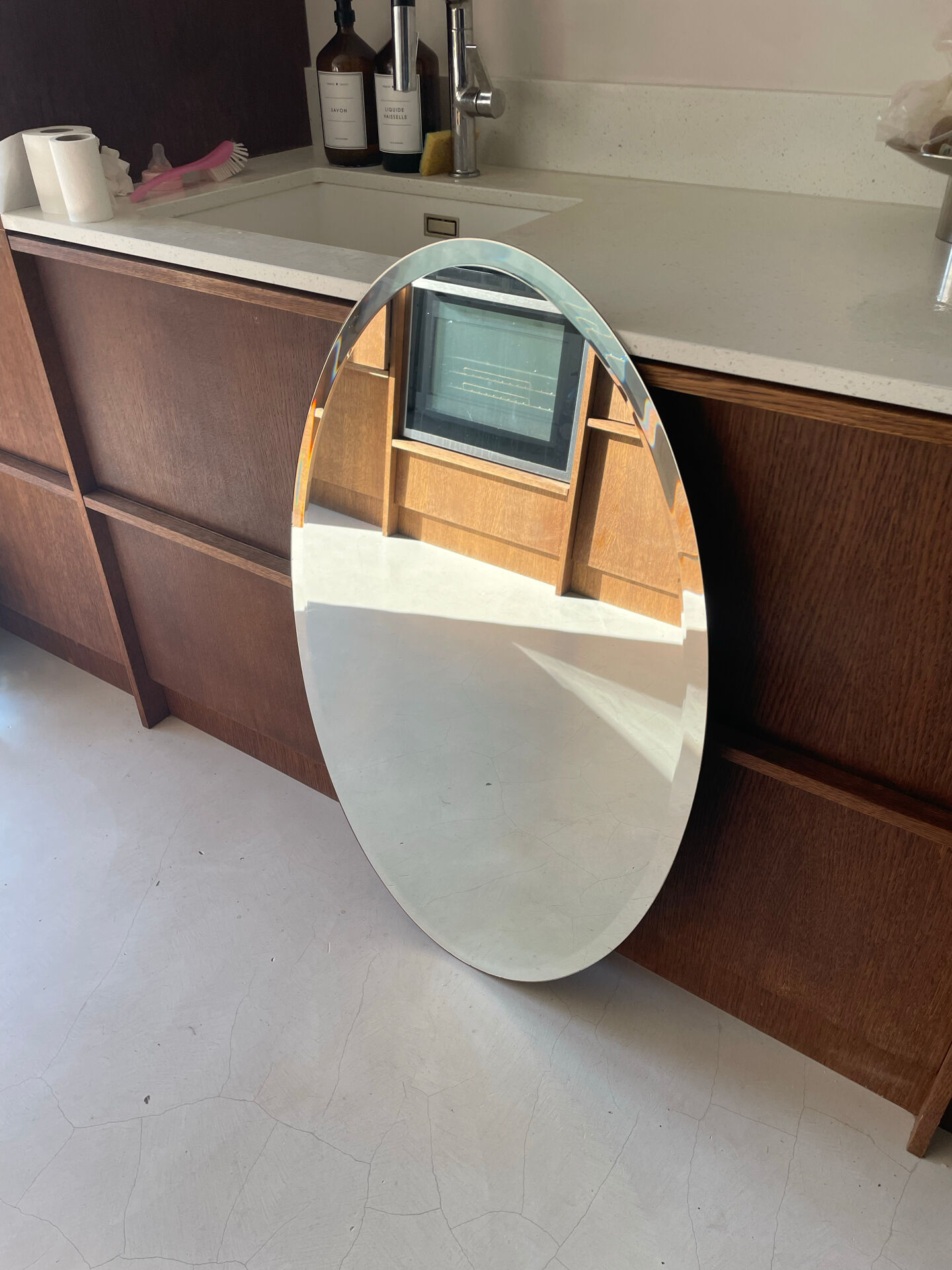 Grand miroir ovale vintage