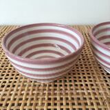 Lot of Moroccan ceramic bowls striped pink