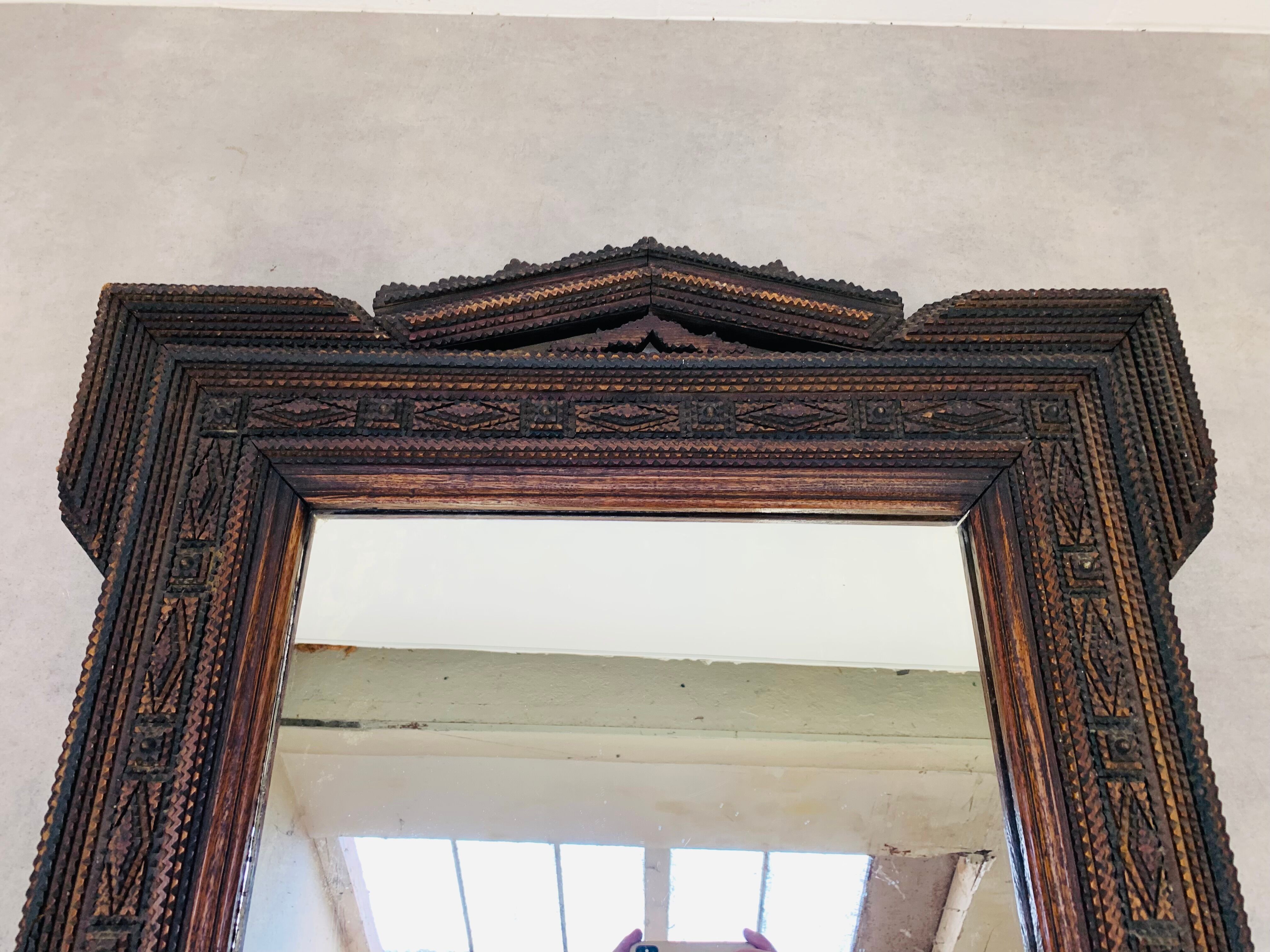 Mirror "tramp art" folk art 103 x 76 cm.