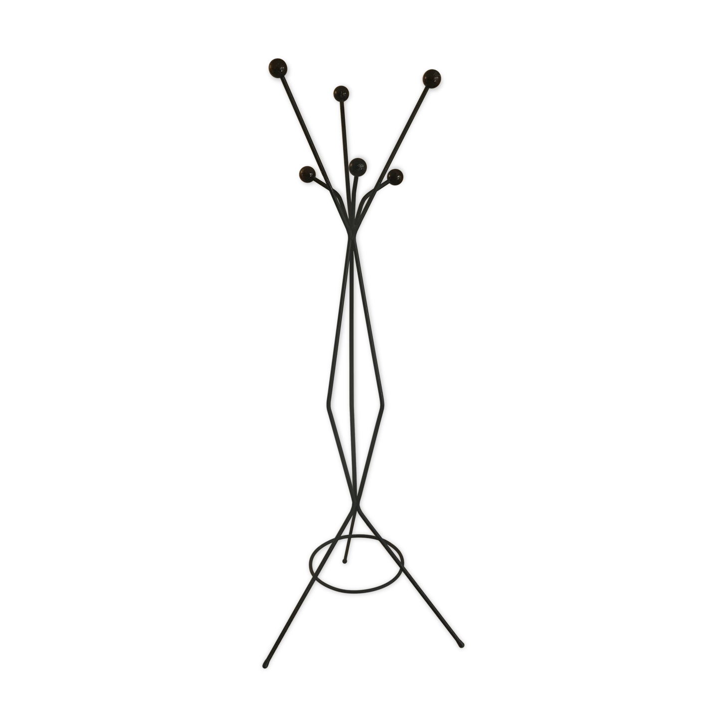 Black steel tripod coat holder