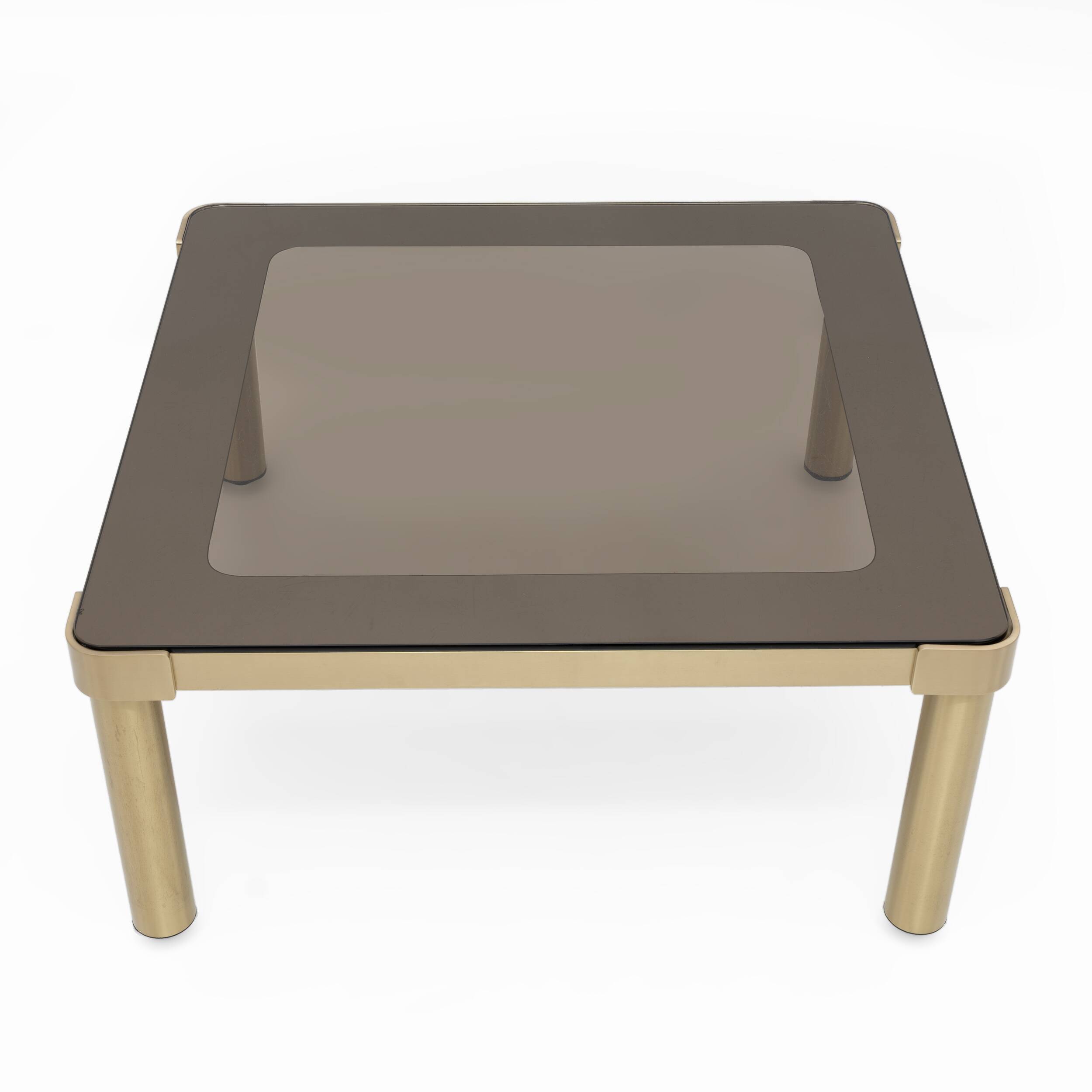 Luciano Frigerio Mid-Century Modern Italian Brass and Glass Coffee Table,70