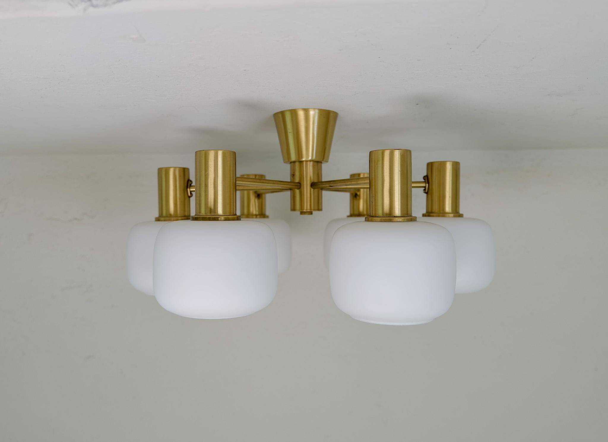 Mid-century brass ceiling light ASEA Sweden, 1950s