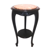 Gueridon black laqué jumps and pink marble top