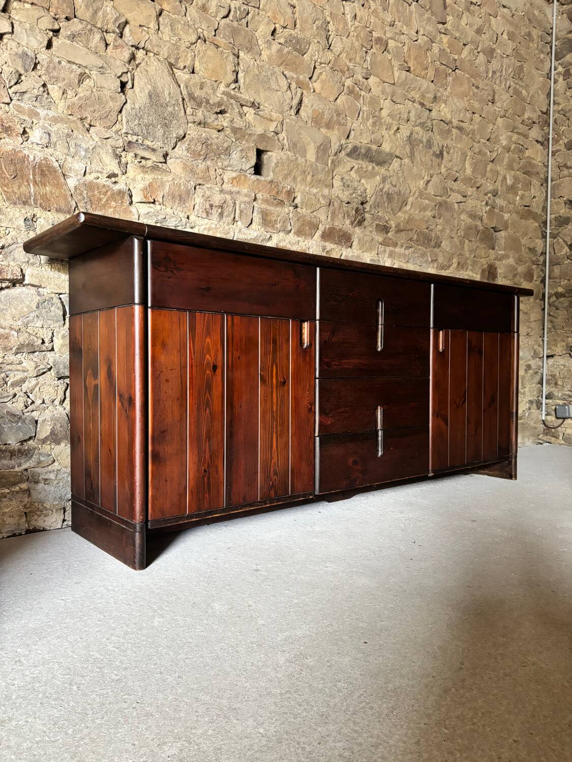 Solid pine sideboard by Silvio Coppola for Fratelli Montina, 1970