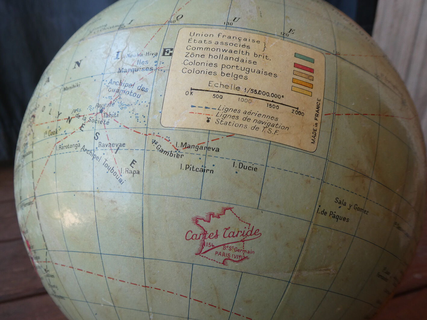 Globe terrestre Taride vintage des années 1940 - 37cm