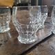 molded glass glasses with geometric decoration – France, 1950s