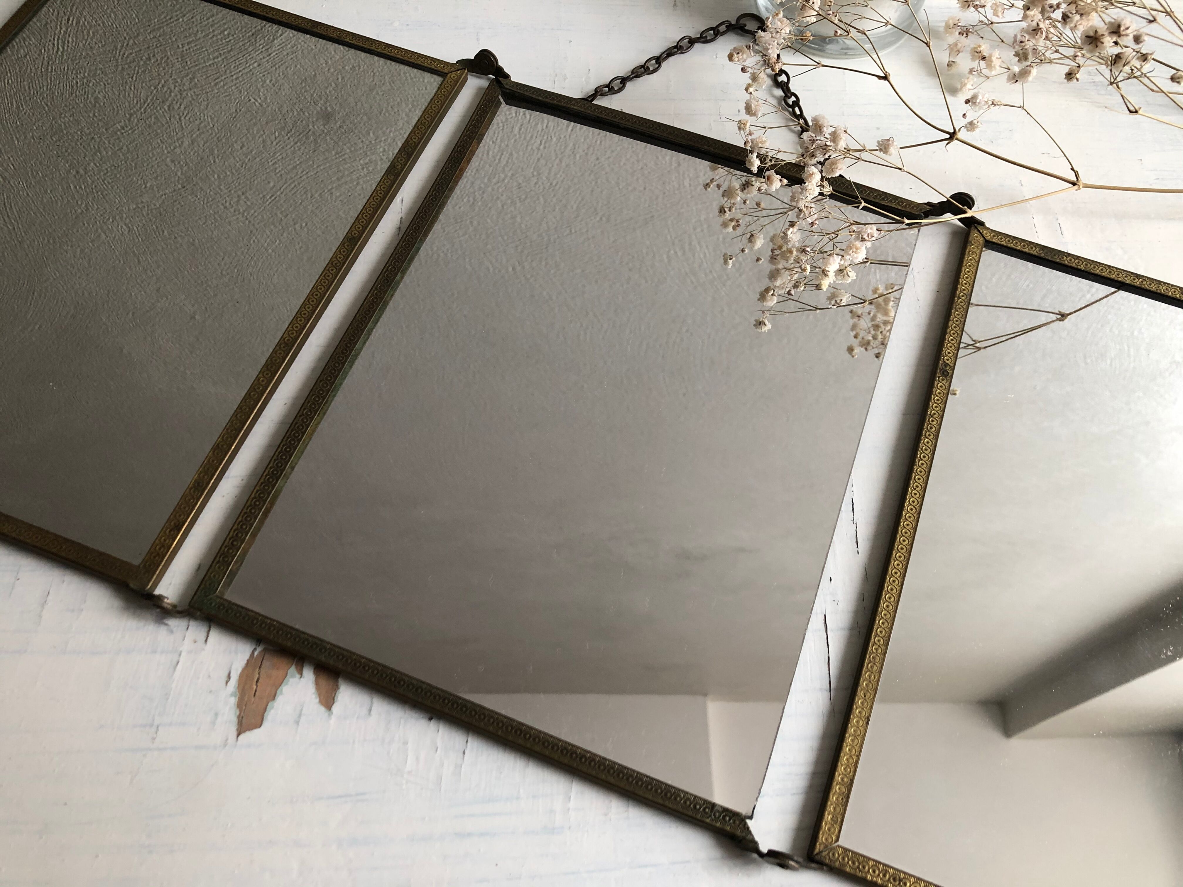 Miroir de barbier triptyque 53 x 22 cm
