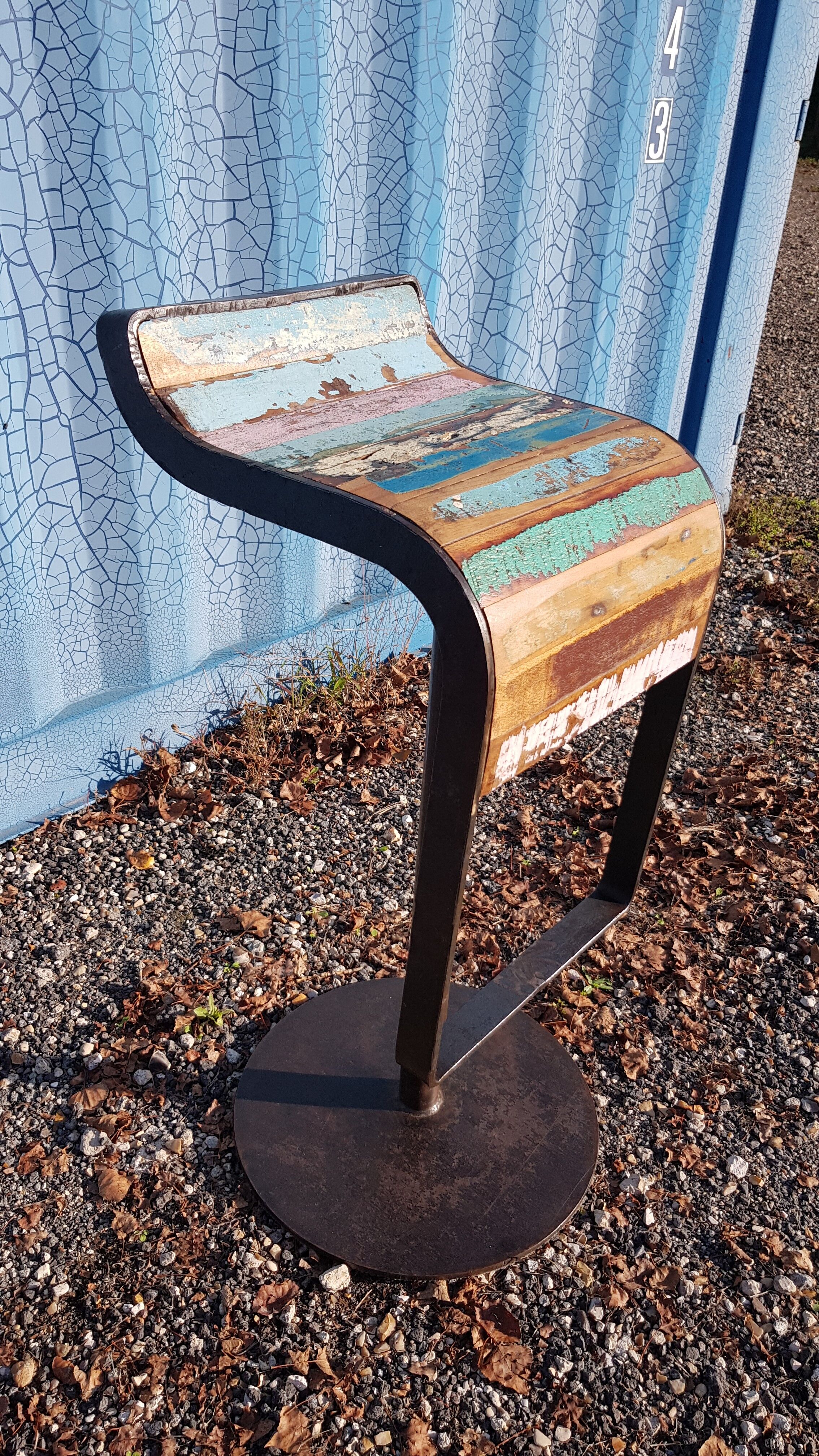 Bar stool design cast iron and wood