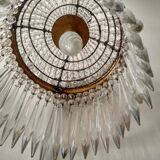 Brass hot air balloon pendant light with crystal drops