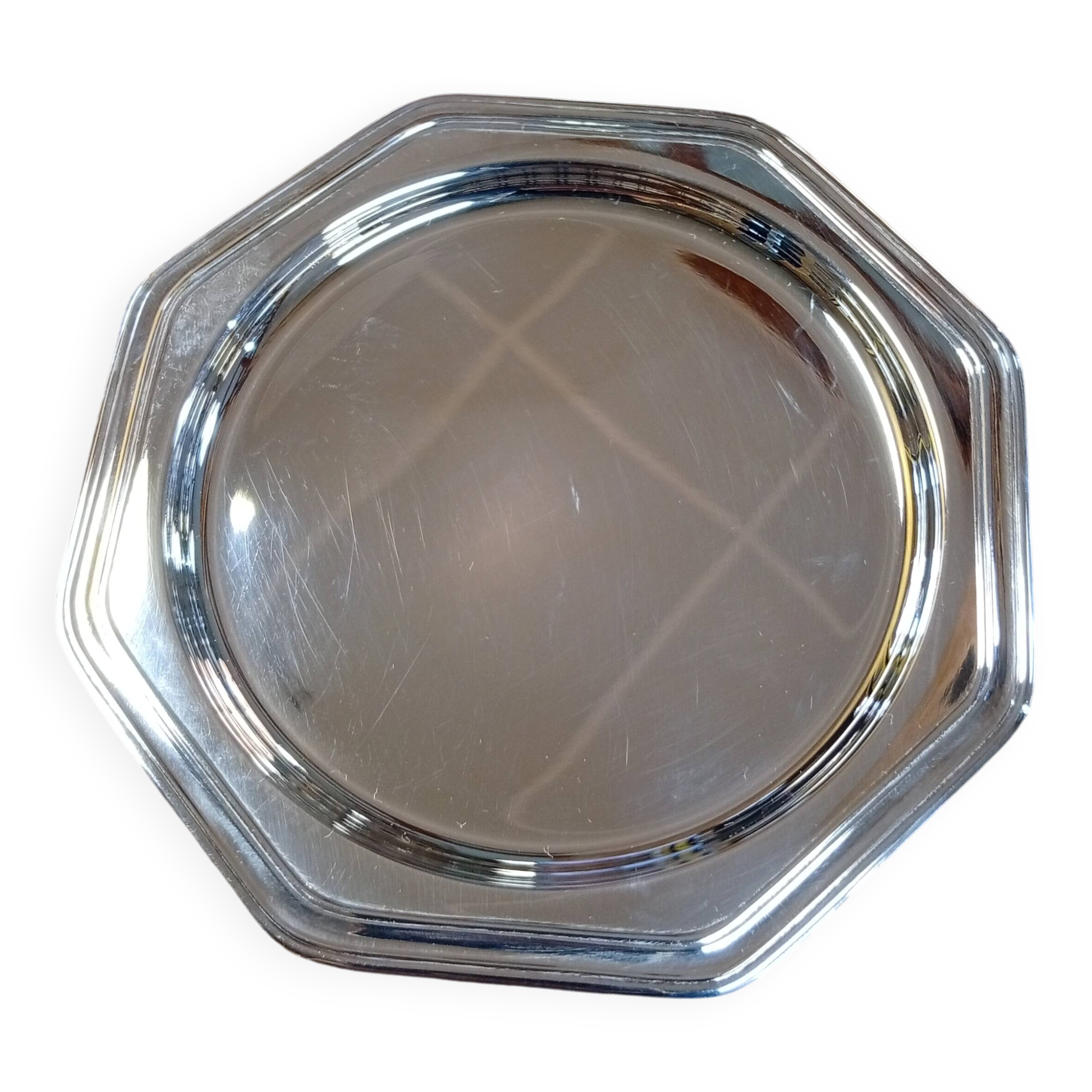 Silver-plated metal coaster by Christofle, Villars model.