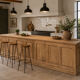 Large antique counter - solid raw wood tradesman's furniture