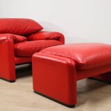 Maralunga armchair and ottoman by Vico Magistretti for Cassina