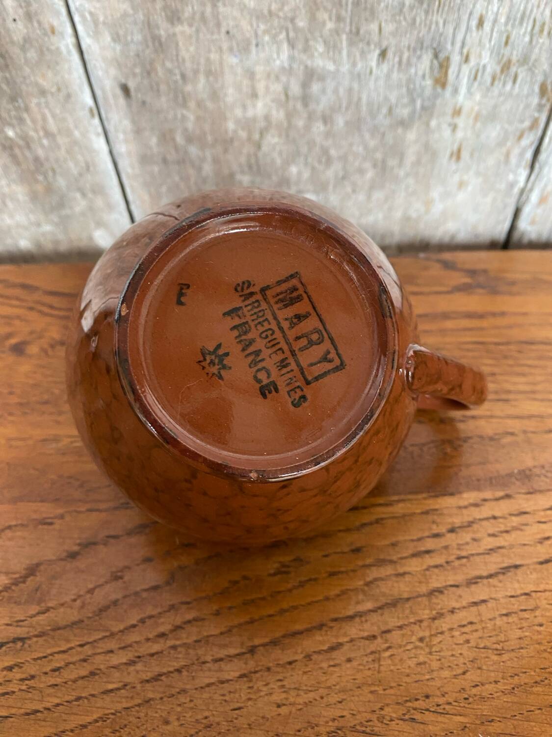 Ancien pot à lait sarreguemines modèle mary céramique marron & blanche