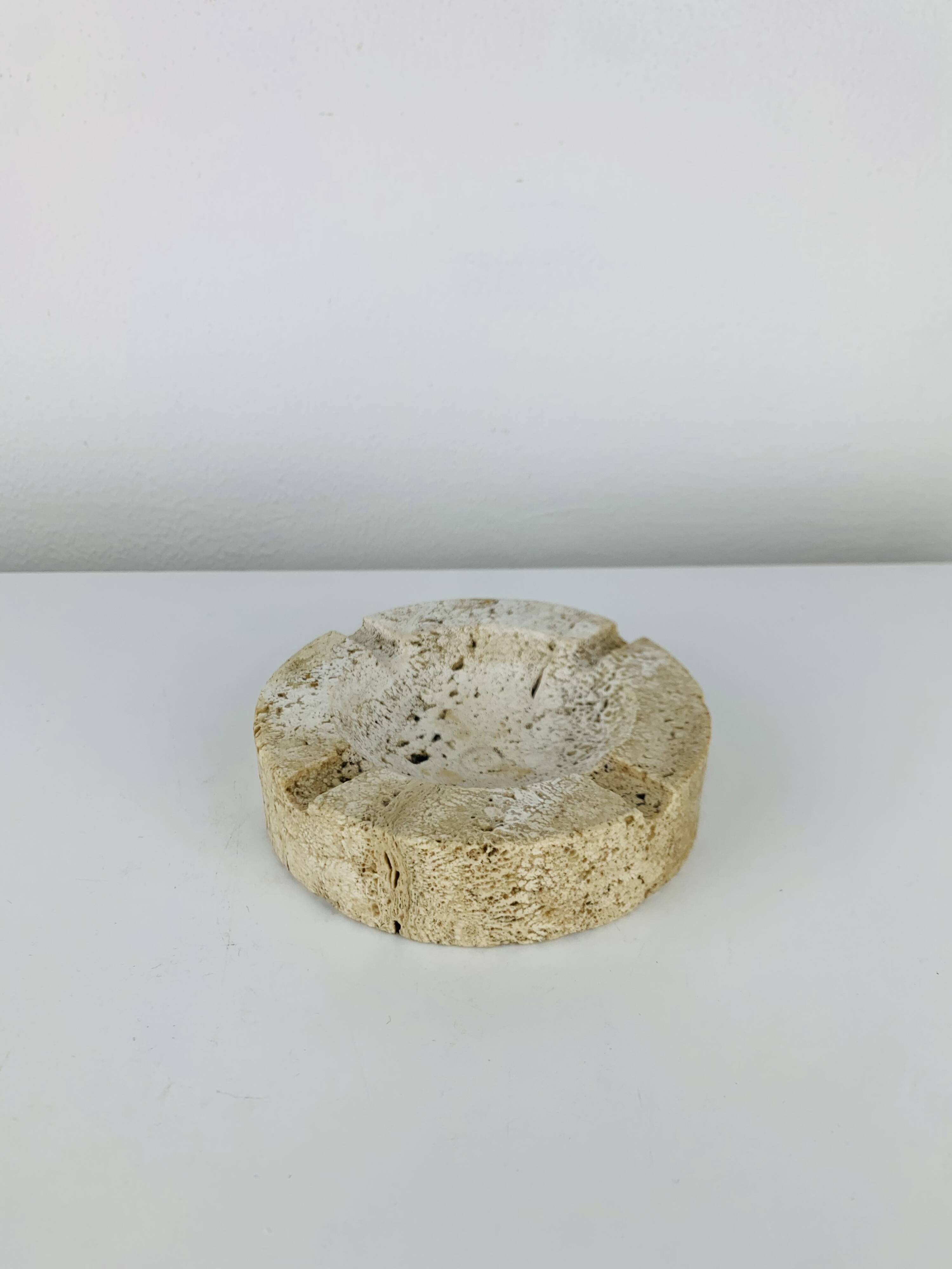 Round travertine ashtray, vintage
