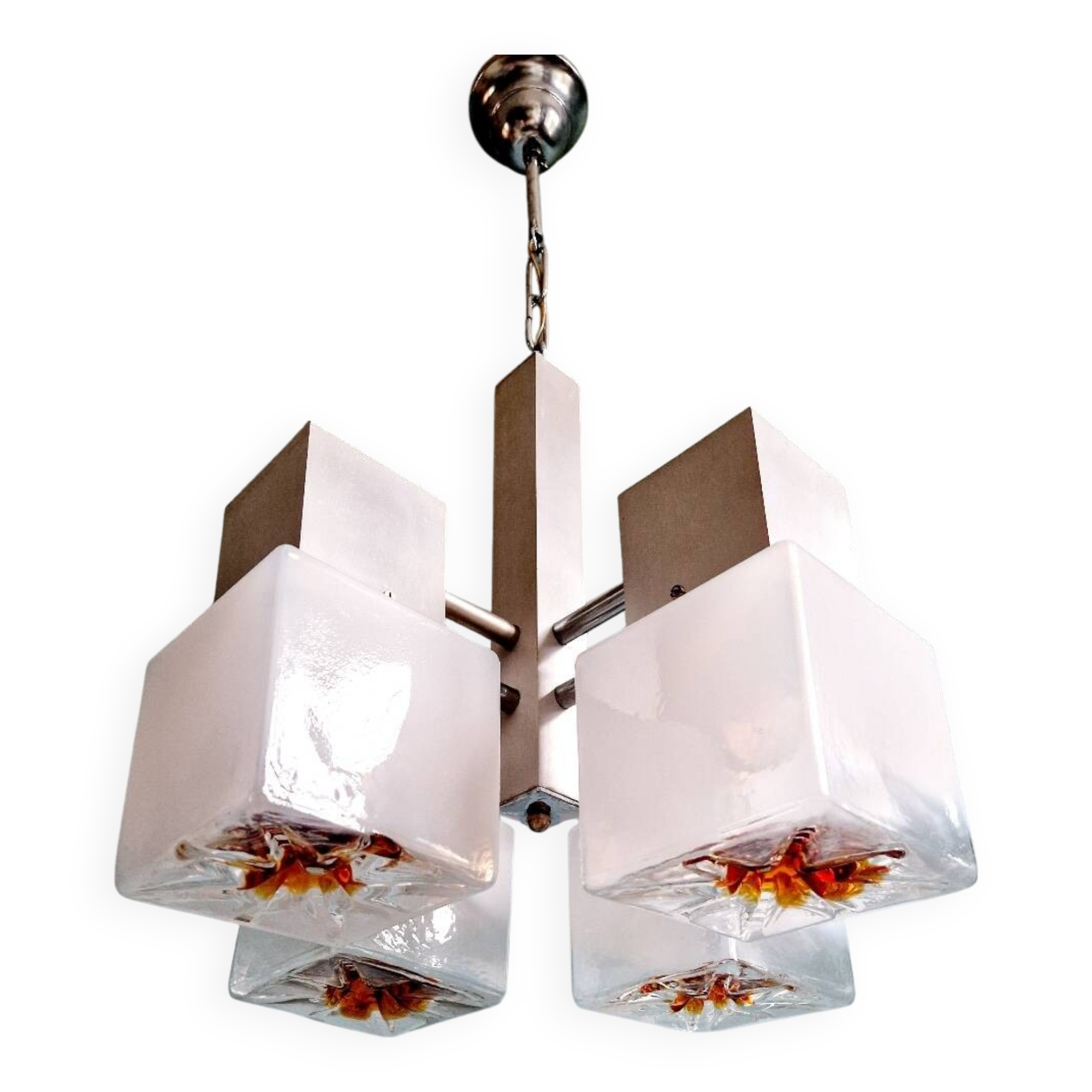 Mazzega cubic chandelier, Space Age style, 70s