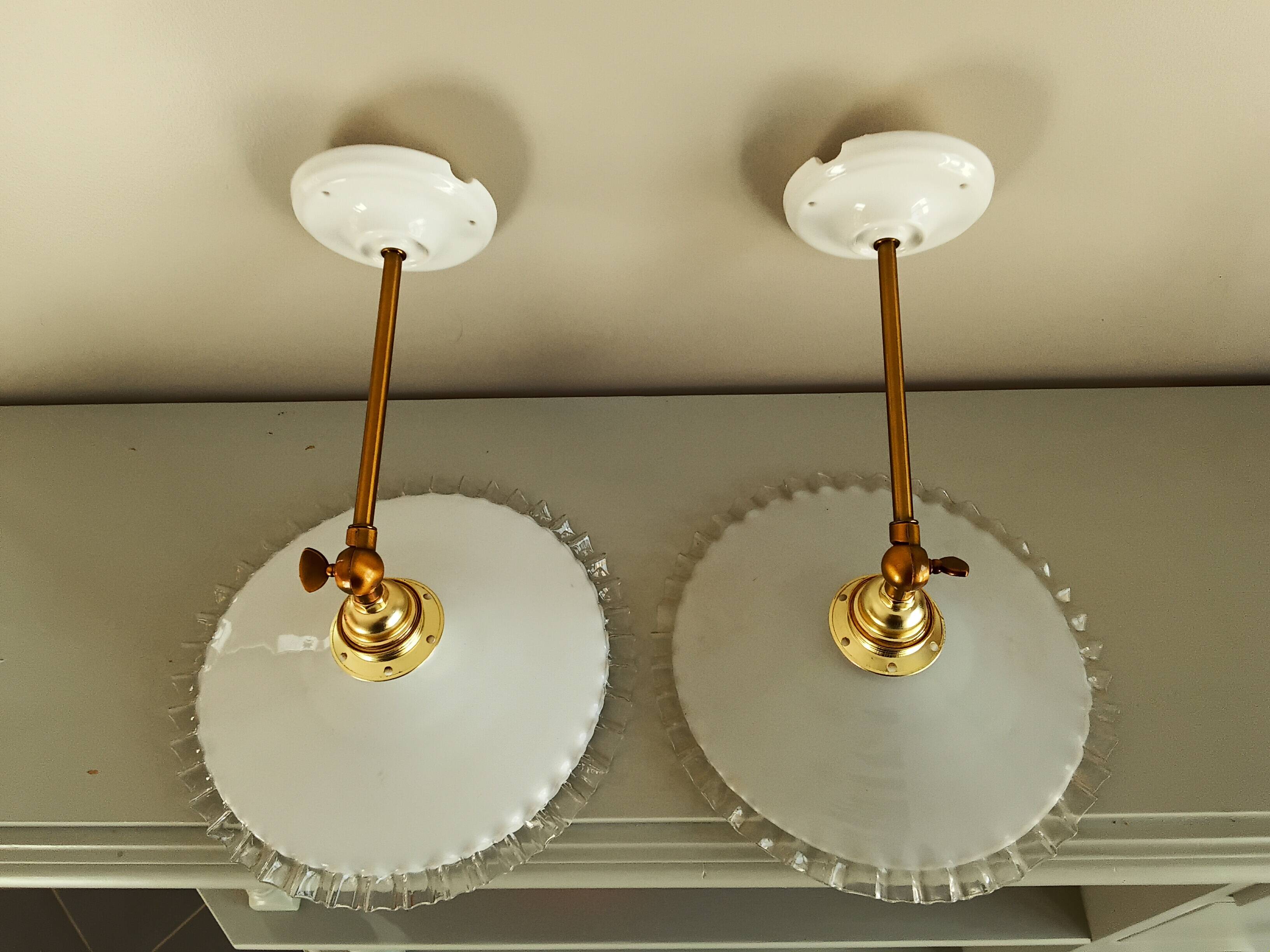 Pair of vintage opaline wall sconces