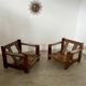 Lot 2 armchairs in solid elm design house revival from the 70s vintage