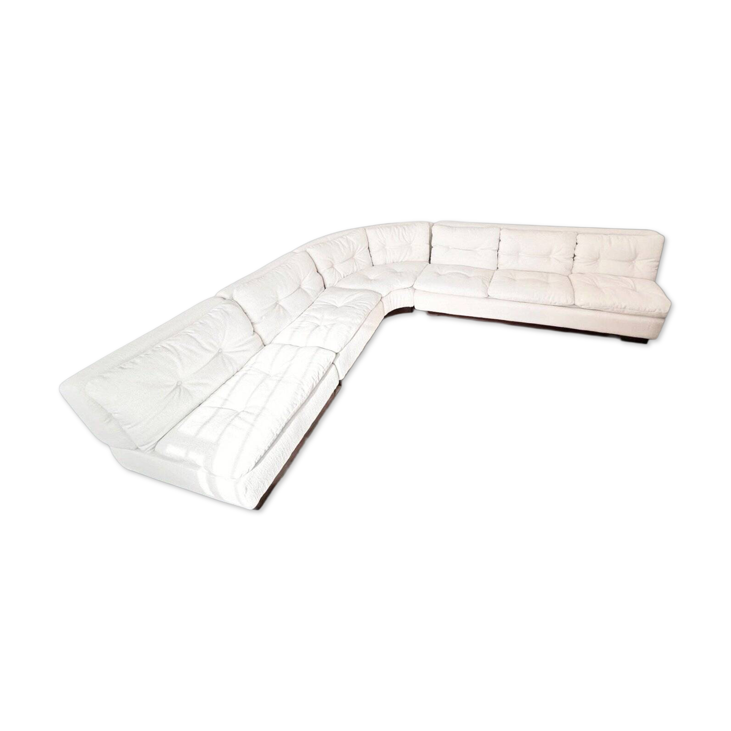 Fratelli Saporiti modular canapé in ecru boucle linen 1970
