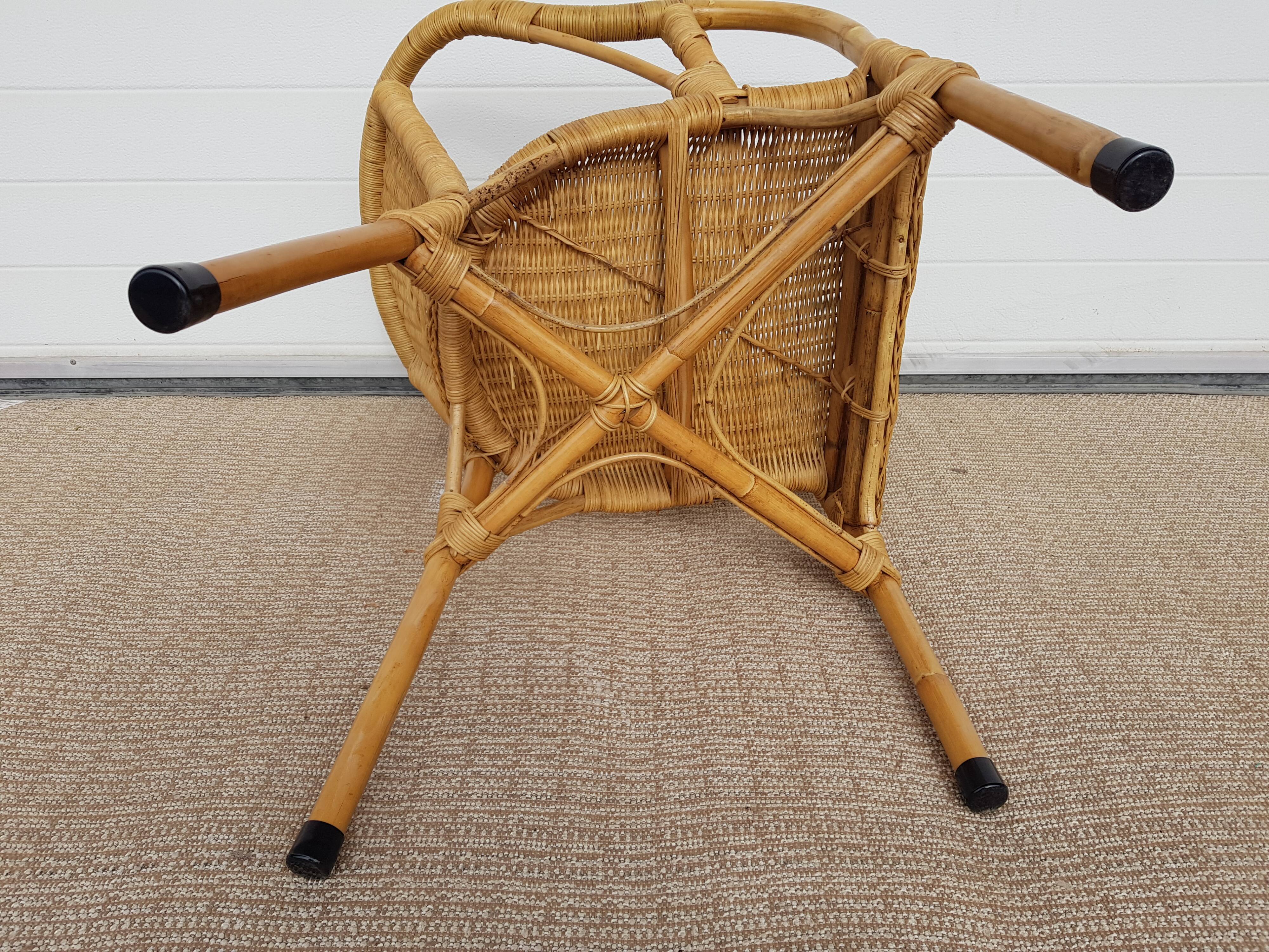 Old chair in Osier and Bamboo 60s