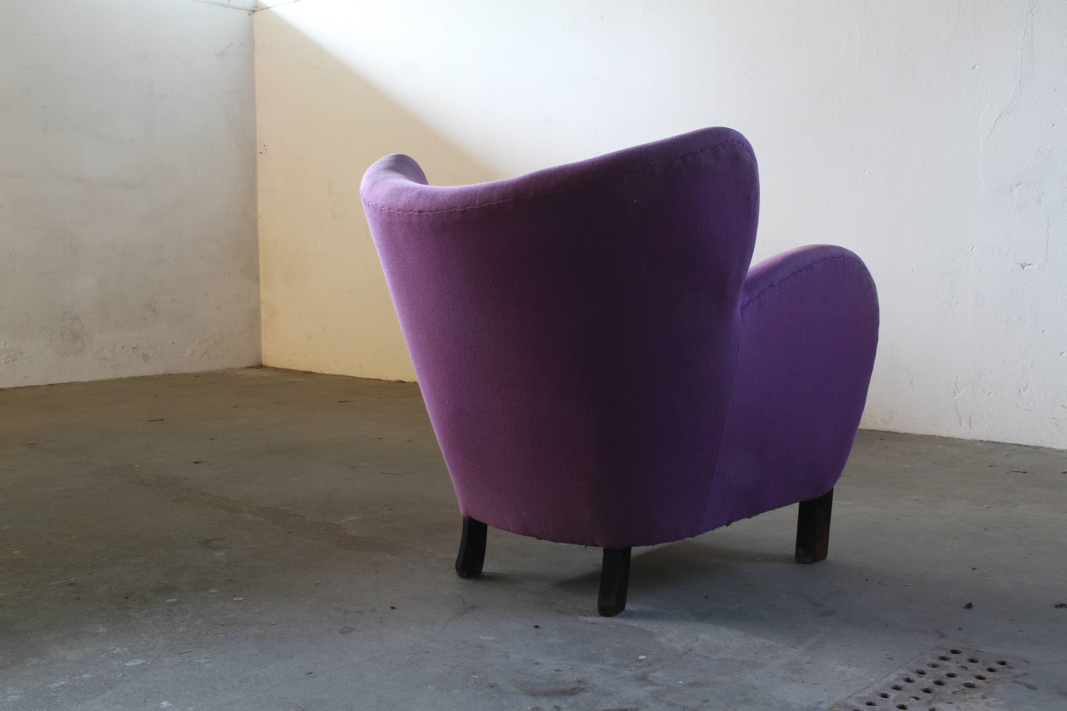 Vintage Danish 1930s club lounge chair, style of Fritz Hansen & Flemming Lassen