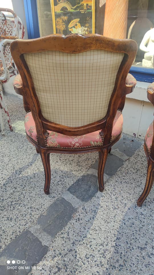 Pair of Louis XV style cabriolet armchairs