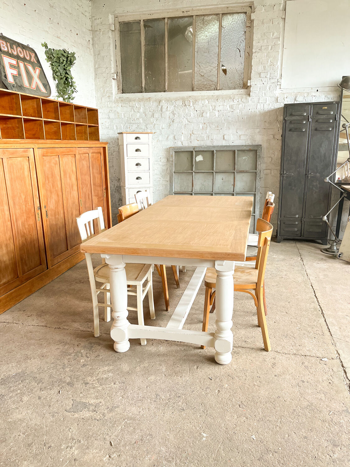 Old white farmhouse table