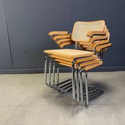 Set of 4 stackable vintage Marcel Breuer style armchairs, made in Italy, 1970s