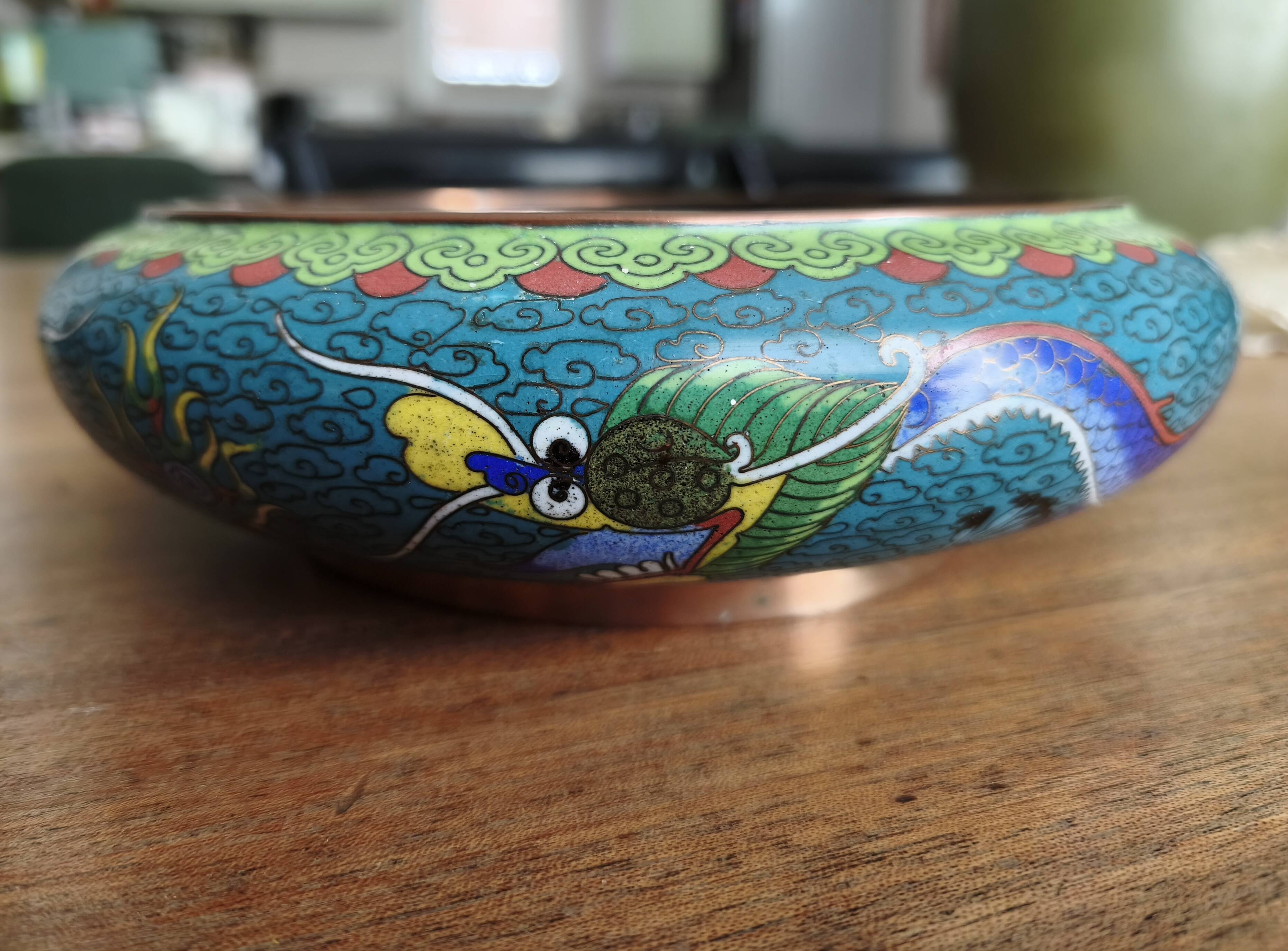 Ancient cloisonné enamel brush rinsing bowl from China.